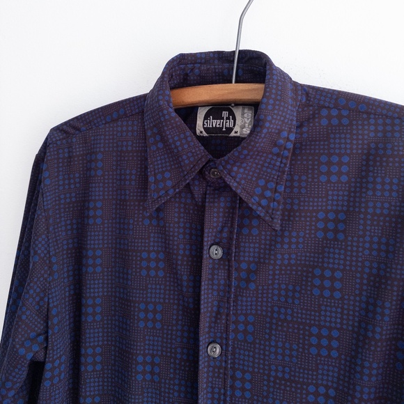 Vintage LEVIS SILVERTAB button up casual shirt 100% polyester MEDIUM Blue - Picture 1 of 6